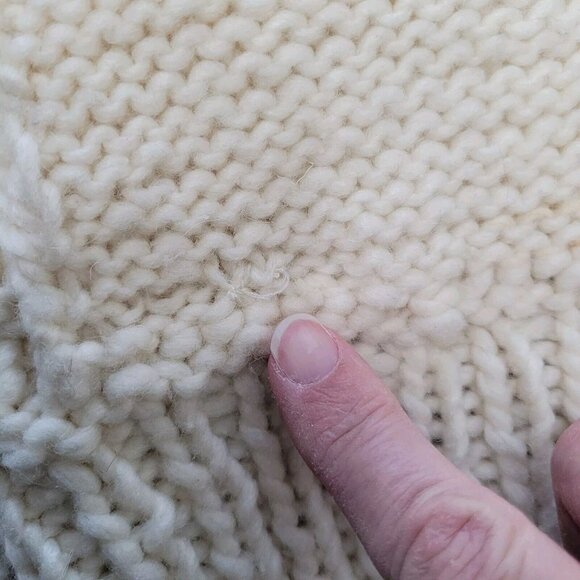 SISANDINA Wool Cardigan Sweater Chunky Cable Knit Hooded Zip Front Ivory Medium - Picture 7 of 10